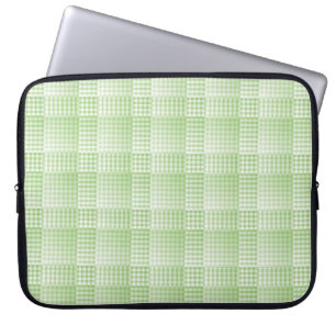 Green White Chequered Abstract Pattern Laptop Sleeve