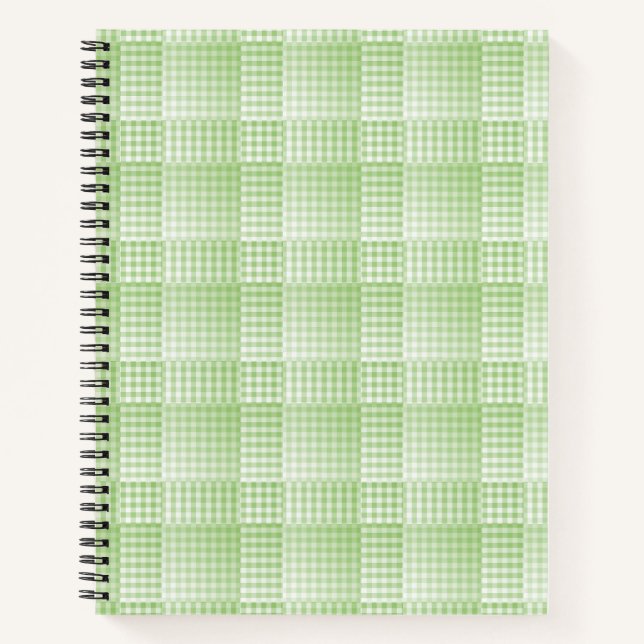 Green White Chequered Abstract Pattern Notebook (Front)