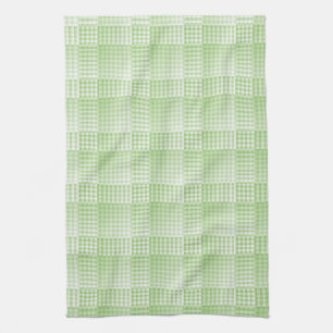 Green White Chequered Abstract Pattern Tea Towel