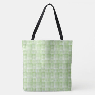 Green White Chequered Abstract Pattern Tote Bag