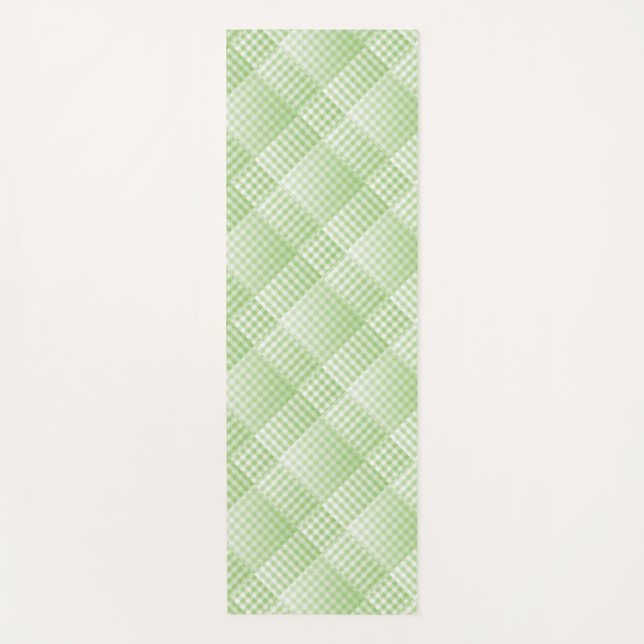 Green White Chequered Abstract Pattern Yoga Mat (Front)