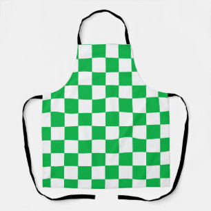 Green White Chequered Check Pattern Apron