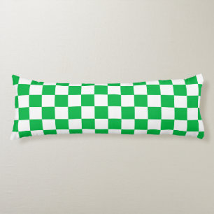Green White Chequered Check Pattern Body Cushion