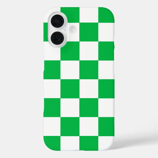Green White Chequered Check Pattern iPhone Case (Back)