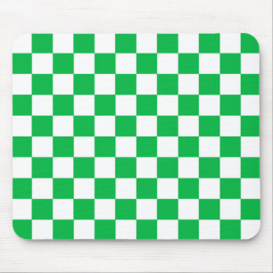 Green White Chequered Check Pattern Mouse Pad