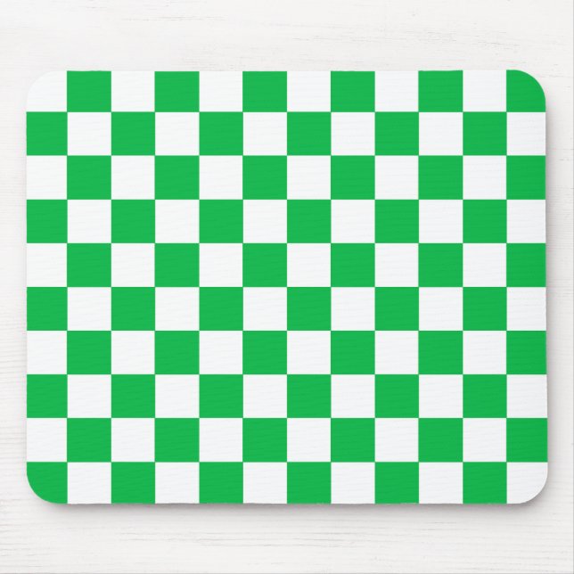 Green White Chequered Check Pattern Mouse Pad (Front)