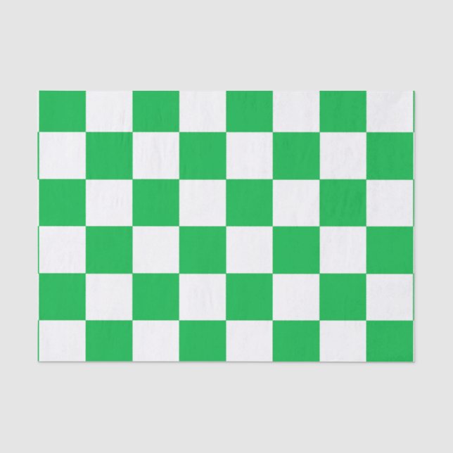 Green White Chequered Check Pattern Tissue Paper (Front)