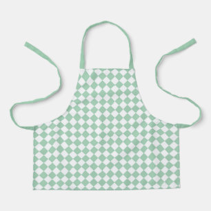 Green White Chequered Diamond Pattern Apron