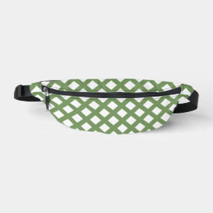 Green White Chequered Diamond Pattern Bum Bags