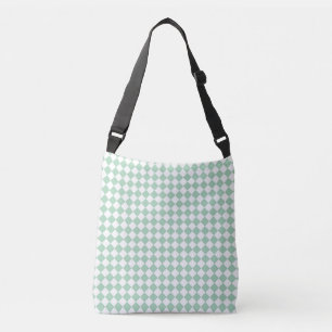Green White Chequered Diamond Pattern  Crossbody Bag