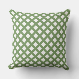 Green White Chequered Diamond Pattern Cushion