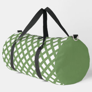 Green White Chequered Diamond Pattern Large Duffle Bag