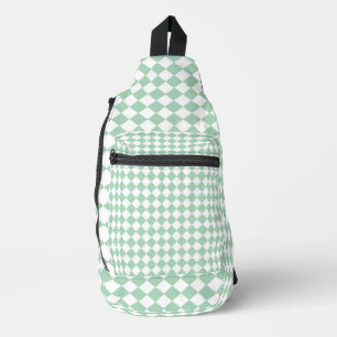 Green White Chequered Diamond Pattern Sling Bag