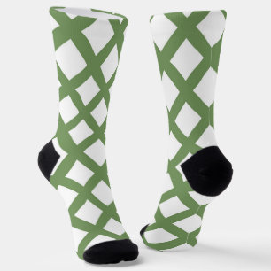 Green White Chequered Diamond Pattern Socks