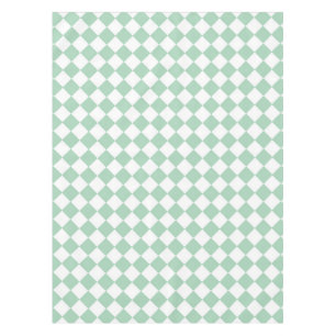 Green White Chequered Diamond Pattern Tablecloth
