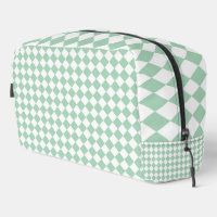 Green White Chequered Diamond Pattern Toiletry Bag