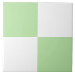 Green White Chequered Pattern Ceramic Tile