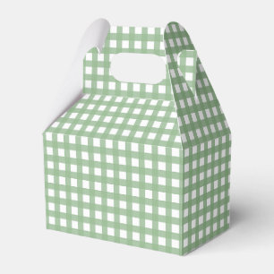 Green & White Chequered Plaid Gable Favour Gift Bo Box