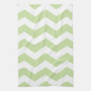 Green & White Chevron Pattern Tea Towel