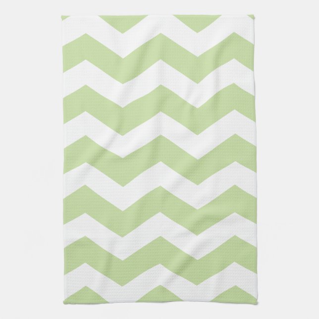 Green & White Chevron Pattern Tea Towel (Vertical)