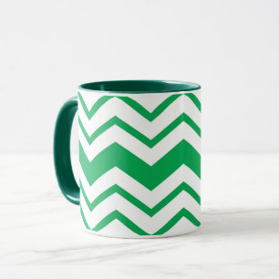 Green White Chevron Zigzag Pattern Design  Mug