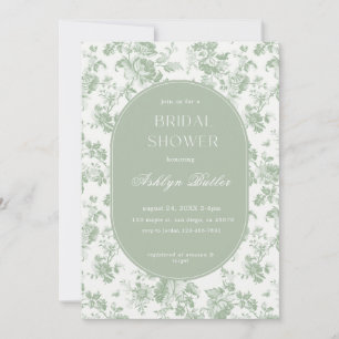 Green White Chinoiserie Bridal Shower Invitation