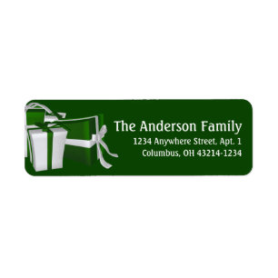 Green & White Christmas Presents Address Labels