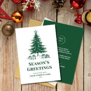 Green White Christmas Tree Custom Business Logo Holiday Card