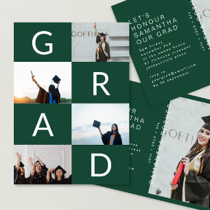 GREEN WHITE COLOR BLOCKS MULTI Photo GRAD Announcement