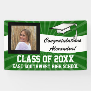 Green White Custom Photo Graduation Sign