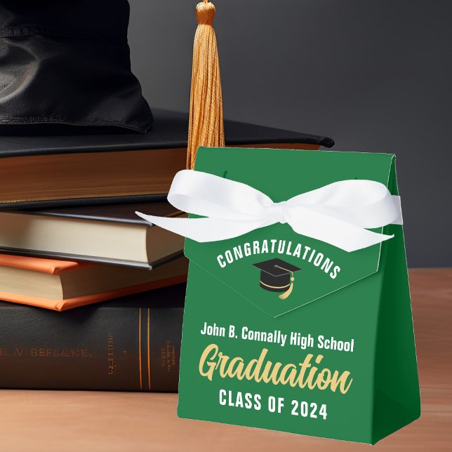 Green White Custom School Graduation Party Favour Box (Creator Uploaded)