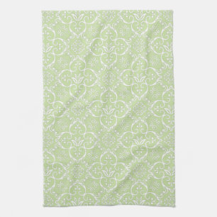 Green & White Damask Kitchen Towel