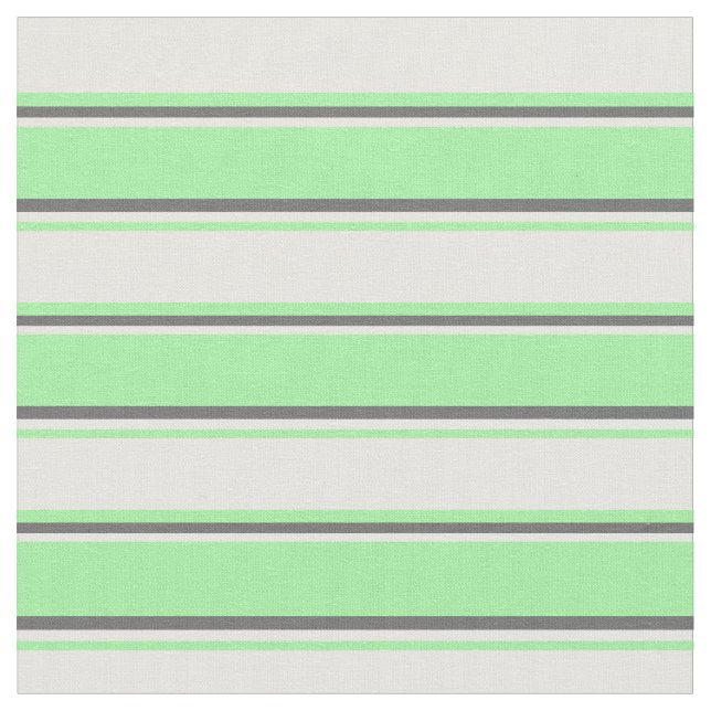 Green, White & Dim Grey Coloured Stripes Pattern Fabric (Close Up)