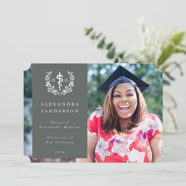 Green+White Doctor of Osteopathic Medicine Photo Announcement (Standing Front)