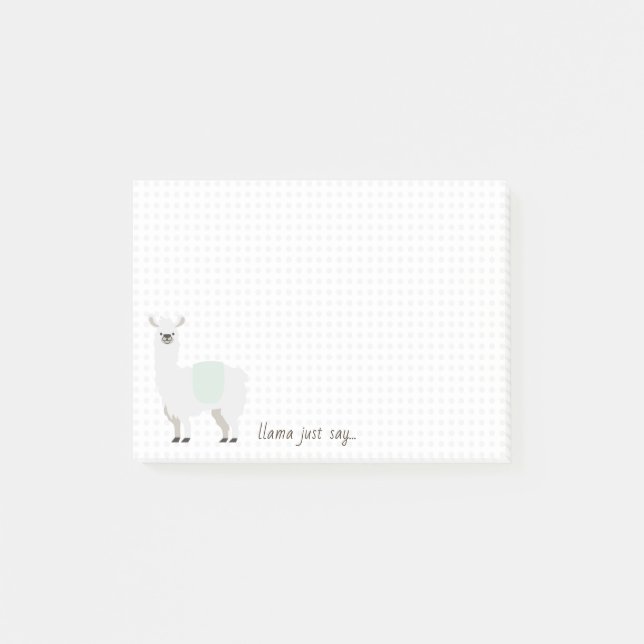 Green & White Dot Llama Say Something Note (Front)