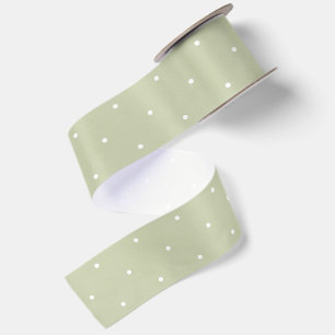Green White Dots Christmas Satin Ribbon