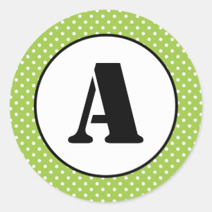 Green & White Dots - Circle Sticker
