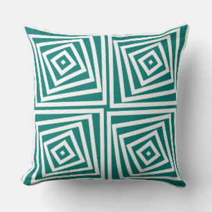 Green & White Elegant Box Spiral Pattern Cushion