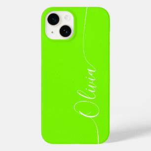 Green White Elegant Calligraphy Script Name Case-Mate iPhone 14 Case