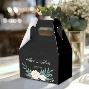 Green & White Elegant Floral Wedding  Favour Box