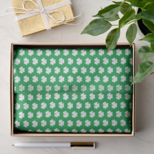 Green White Elegant Irish Shamrock Clover Pattern Tissue Paper