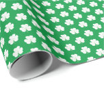 Green White Elegant Irish Shamrock Clover Pattern Wrapping Paper<br><div class="desc">A cool minimalist green and white shamrock pattern design for someone proud of their Irish roots and heritage.</div>