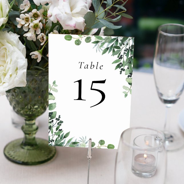 Green White Eucalyptus Wedding Table Number (Green White Eucalyptus Wedding Table Number)