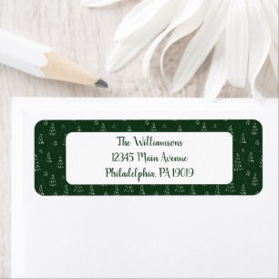 Green White Evergreen Christmas Return Address Label