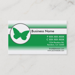 Green white fade butterfly business cards