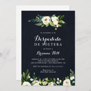 Green White Floral Blue Spanish Bridal Shower Invitation