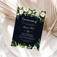 Green White Floral Royal Blue Quinceañera 