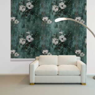 Green White Flower Floral Wallpaper