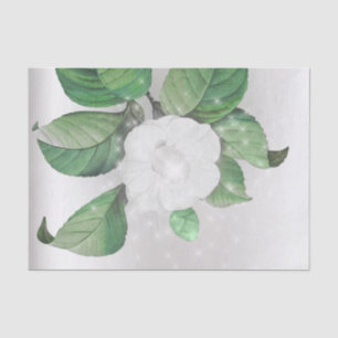 Green White Flower Sparkly Grey Silver Floral Tissue Paper
