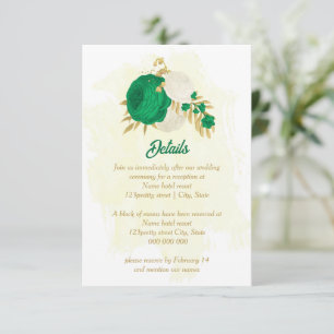 green white flowers gold botanical wedding details enclosure card